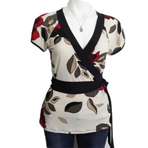 Kokoon Floral Faux Wrap Side Tie Blouse EUC sz M